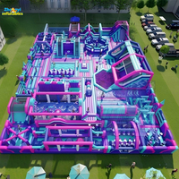 Parc d'attractions gonflable coloré et amusant de 30x20m - Parc d'attractions gonflable pour enfants, combo de jeux partagés économique