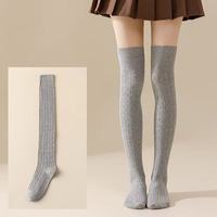 Chaussettes montantes unies pour femme, double aiguille, en polyester/coton, compression classe 1, été, vente en gros