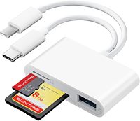 Lector de Tarjetas SD REXIAO RX-054 para iPhone, iPad, Cámara, USB-C, Ranura Dual para Tarjetas, USB 3.0, Compatible con Tarjetas SD/TF