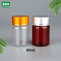 Bouteilles en plastique PET personnalisables de couleur marron pour capsules, adaptées aux comprimés en capsules et aux compléments alimentaires