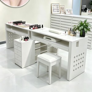 Modern Double Nail Table Salon Manicure <b>Desk</b> <b>with</b> <b>Drawer</b> Cabinet <b>Storage</b> Beauty Workstation - Product Image 5