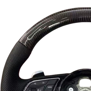 Volante Sportivo in Pelle Carbonio per <span class=keywords><strong>Audi</strong></span> <span class=keywords><strong>TT</strong></span> A6 A5 Q8 SQ8 <span class=keywords><strong>A3</strong></span> A4 B9 RS3 RS5 RS7 RS6 C8 con Pulsante di Avviamento, 3 Razze, Impugnatura 40MM - Product Image 3