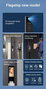 Cerradura de Puerta Principal Totalmente Automática, Cerradura Electrónica Inteligente con Reconocimiento de Huella Dactilar, Palma de la Mano, Contraseña, Tarjeta de Proximidad y Cámara - Product Image 3