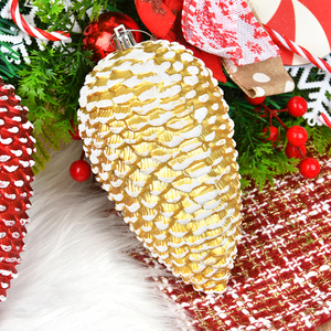 Factory <b>Gold</b> Red PVC Pine Nut Pendant Pine Cone Shape Eco-friendly Chunky <b>Tree</b> Scene Layout <b>Christmas</b> Decorations Minimum 1kg - Product Image 5