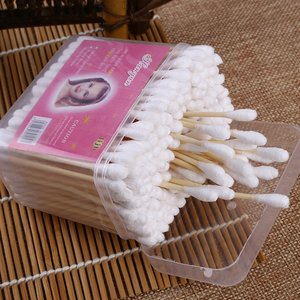 Cotons-tiges en coton en boîte carrée, environ 200 pièces, cotons-tiges jetables pour le nettoyage, bâtonnets en bois, hygiène domestique, outil de beauté - Product Image 4