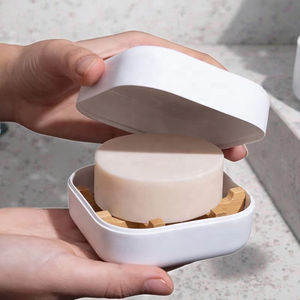 Porte-<span class=keywords><strong>Savon</strong></span> Carré en Fibre de Bambou Naturel Sans Plastique et Écologique, Boîte de Voyage avec Plateau de Drainage et Couvercle pour Savons - Product Image 1