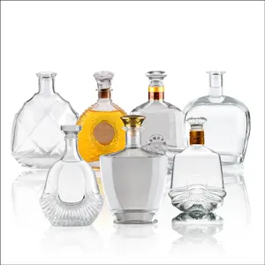 Luxury Customized For XO & Brandy Gin Vodka Rum Brandy Liquor Glass Bottle 500Ml Clear Screw Cap Cork