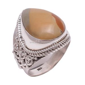 Venta al por mayor 925 Joyas de plata esterlina Natural Wild Horse Jasper Anillo hecho a mano Estilo clásico para ocasiones de boda - Product Image 1
