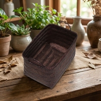 Panier de rangement rectangulaire artisanal en bambou naturel, écologique et vintage, idéal pour serviettes, jouets et linge – Offre Spéciale