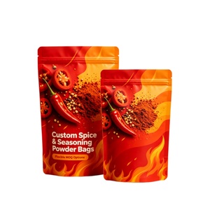 Sacs d'emballage alimentaire en Mylar refermables avec fermeture éclair, imprimés sur mesure pour assaisonnements, poudre de chili et BBQ, certifiés FDA - Product Image 1