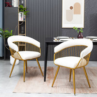Chaises de bureau de tissu en métal de cadre d'acier inoxydable avec le velours moderne de chaise dinant de noir de restaurant de jambes d'or