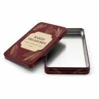 Boîte de boulangerie rectangulaire en métal bordeaux 195x130x25mm avec couvercle plat pour biscuits, brownies et emballages cadeaux
