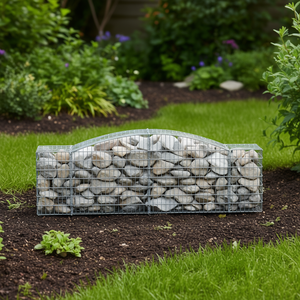 Panier gabion arqué en fer galvanisé 157,5x11,8x31,5 pouces, décoration de jardin extérieure, style moderne - Product Image 2
