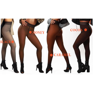 Collants Femme d'Hiver Chauds, Épais, Thermiques Doublés Polaire Noirs et Marron - Product Image 1
