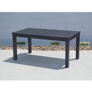 Table de jardin extérieure en aluminium noir pour restaurant, longue table à dîner avec trous pour parasol - Product Image 3