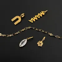 eManco Collier avec pendentif lettre MAMA plaqué or pour femme, en acier inoxydable et zircon, vente en gros, livraison en 48h