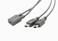 USB Mini 5Pin betina Ke Mini Usb 5pin jantan + pemisah Y jantan USB mikro 1 hingga 2 kabel pengisi daya konverter 30CM