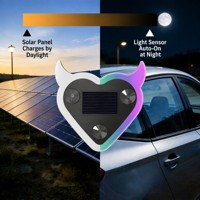 Lampe d'ambiance LED solaire pour voiture, cœur de démon, néon, RGB multicolore, allumage/extinction automatique, décoration de fenêtre, universelle, ABS, murale
