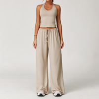 Lcool personnalisé femmes vêtements athleisure survêtements femmes jambe large Joggers pantalon ample femme danse ensembles tenue 2 pièces ensemble