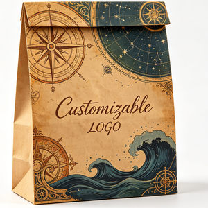 Bolsa <span class=keywords><strong>de</strong></span> Regalo <span class=keywords><strong>de</strong></span> <span class=keywords><strong>Aventura</strong></span> con Diseño <span class=keywords><strong>de</strong></span> Mapa Náutico Medieval, Asa <span class=keywords><strong>de</strong></span> Cuerda <span class=keywords><strong>de</strong></span> Algodón, Impresión Vintage <span class=keywords><strong>de</strong></span> Navegador, Logotipo Personalizado - Product Image 2