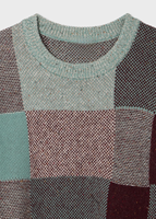 Pull-over tricoté décontracté pour homme, col rond, motif géométrique patchwork rétro, blocs de couleur, texture douce, ODM, collection hiver