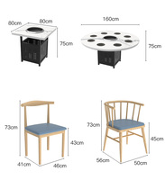 Table de restaurant commerciale coréenne pour barbecue et hot pot avec cuisinière à induction intégrée pour hôtels et restaurants