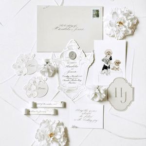 ชุดการ์ดเชิญงานแต่งงานแบบครบชุด ขายส่ง ปรับแต่งสไตล์ สี กระดาษแข็ง พิมพ์แบบ Letterpress ปั๊มนูน แบรนด์ตามสั่ง ผลิตตามสั่ง - Product Image 6