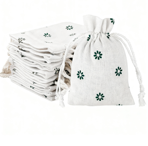 Sac pochette à cordon en coton et lin imprimé de logo personnalisé sac à cordon en toile pour bijoux sac à poussière en coton - Product Image 5