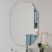Miroir mural moderne sans cadre, rond, à bords biseautés, en verre HD argenté, épaisseur 1mm-6mm, motifs ovales, arche, hexagone, plat