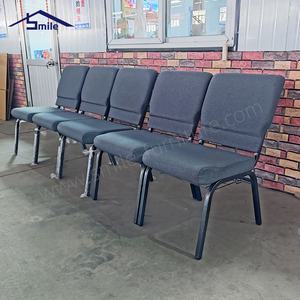 Popular Venta caliente Langfang fábrica al por mayor barato Morden apilable azul sillas de iglesia con enclavamiento - Product Image 6