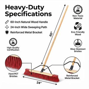 Heavy Duty 24" Outdoor <strong>Deck</strong> <strong>Brush</strong> with Steel Bracket, Sustainable FSC Wood Push Broom for Garden Patio &amp; Garage Cleaning - Product Image 4