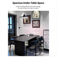 Table à manger contemporaine italienne en pierre frittée noire mate - Ensemble de salle à manger moderne robuste, montage facile pour petits appartements