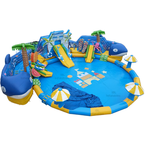 Thiết kế thương mại Tùy chỉnh Inflatable Land công viên nước với Slide Trung Quốc khổng lồ Inflatable điện thoại di động công viên nước với hồ bơi - Product Image 1