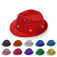 Unisex LED luminoso con paillettes luminoso cappello da festa luminoso lampeggiante cappello da Jazz cappello per il compleanno di capodanno cinese Halloween spettacolo di danza