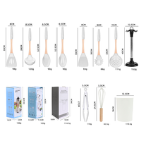 Nouveautés : Ensemble d'ustensiles de cuisine classiques en silicone avec manche ergonomique en bois – Spatule, cuillère, cuillère ajourée