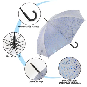 Safety Straight Manual Metal <b>Umbrella</b> with Reflective Stripes Cartoon Pattern Bright Colors Adult Use - Product Image 5