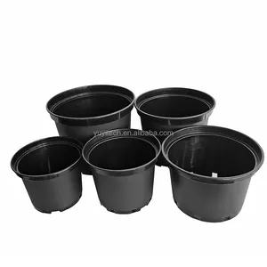 Cheap Premium Large Custom Colored Outdoor Garden Nursery Round UV Protected Plastic Black Flowerpot