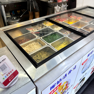 Có thể điều chỉnh đôi-nhiệt độ thép không gỉ tự phục vụ mở bảng không khí salad hiển thị nhà bếp thiết bị làm lạnh Tủ đông - Product Image 3