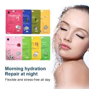 Masque facial en feuille hydratant et nourrissant personnalisable à marque privée à l'<span class=keywords><strong>avocat</strong></span>, papaye et myrtille - Product Image 1