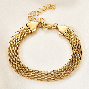 Brazalete de Moda de 8 mm de Ancho, Trenzado, de Metal Color Dorado, Joyería Unisex, Diseño Geométrico, Material de Aleación de Zinc - Product Image 1