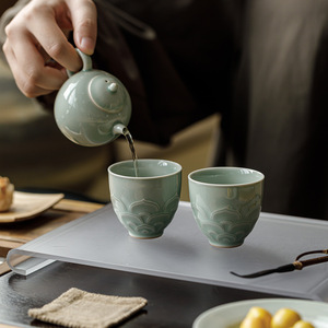 Guanlan Ceramic Lotus Relief Master Cup Porcelain Dehua County Kung Fu <b>Tea</b> <b>Set</b> Personal <b>Tea</b> Cup Afternoon <b>Tea</b> - Product Image 3