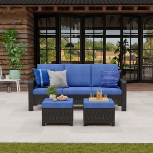 Divano <span class=keywords><strong>da</strong></span> Esterno Modulare a 3 Posti in Rattan PE Resistente alle Intemperie con Cuscini Impermeabili per Conversazione all'Aperto - Product Image 1