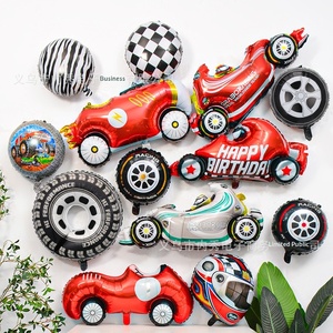 Nouveau style Ballon gonflable 18 pouces à carreaux noir et blanc en film d'aluminium, thème course automobile, décoration pour rallye de formule, motif cercle - Product Image 2