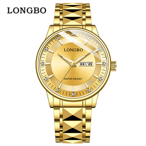 นาฬิกาผู้ชาย <span class=keywords><strong>Longbo</strong></span> 83703ดีไซน์เรียบง่ายกันน้ำได้3BAR แสดงปฏิทินสัปดาห์สายเหล็กนาฬิกาแฟชั่นทนทานสำหรับนักธุรกิจ - Product Image 1