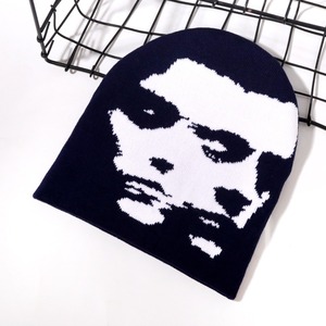 Bonnet Y2K personnalisé avec logo, motif visage abstrait, tricoté, doux et extensible, style streetwear gothique, <span class=keywords><strong>ski</strong></span>, rétro, urbain, pour l'hiver - Product Image 3