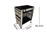 Chariot de rangement mobile moderne à trois niveaux en fer avec paniers en maille et poignée, multifonctionnel pour cuisine, salle de bain et garage