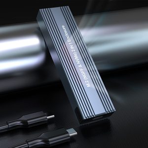 เคสอะลูมิเนียมสำหรับ SSD M.2 NVMe ขนาด 2TB แบบไม่ต้องใช้เครื่องมือ พร้อมพอร์ต <span class=keywords><strong>USB</strong></span>-C 3.1 Gen 2 ความเร็วสูง 10Gbps รองรับโปรโตคอลคู่ (NVMe/SATA) แบบพกพา - Product Image 2