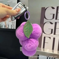Pendentif en peluche raisin violet, porte-clés fruit réaliste, breloque de sac style Ins, accessoire de poupée boule de raisin