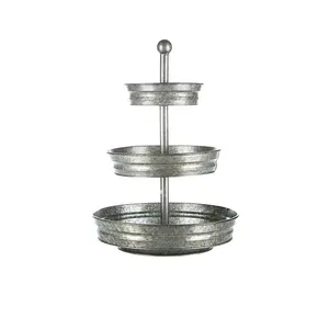 Fuzhou Factory OEM ODM Durable Party 3 Tiered Platter Metal Stand Galvanized 3 Tier Serving Tray