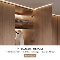 Armoire moderne minimaliste en bois naturel personnalisable, structure robuste en MDF, grande capacité, chambre à coucher, dressing, hôtel
